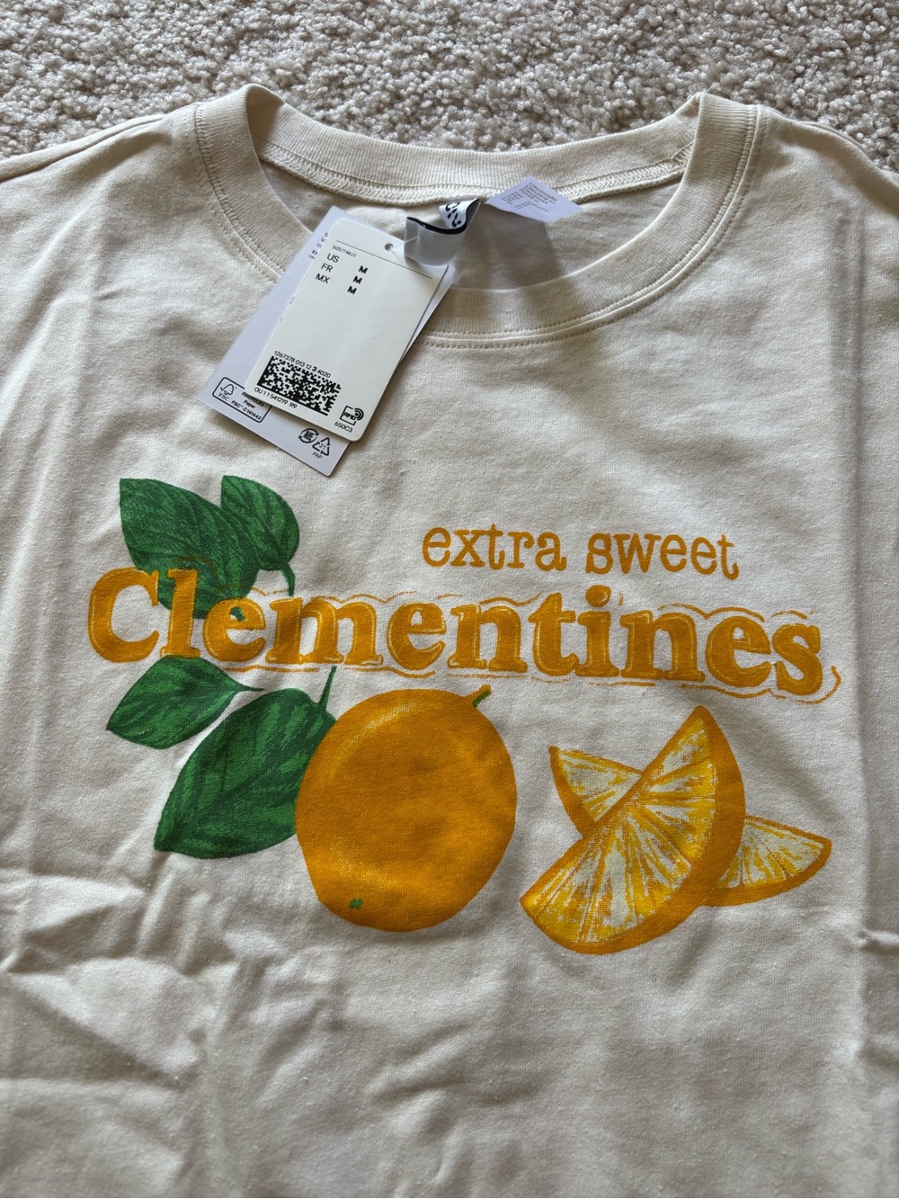 NWT H&M Cream 'Sweet Clementines' Graphic Tee M - Picture 2 of 2